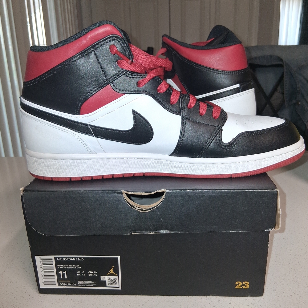 Nike Air Jordan 1 Mid - Black/White/Red Men’s Sneakers